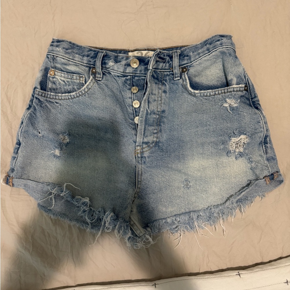 We The Free Blue Jean Shorts Distressed High-Waisted